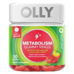 Olly Metabolism Gummy Rings with Apple Cider Vinegar, Vitamin B12 & Chromium - Apple - 30ct