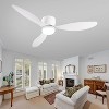 Wanze of Ocean 52 in. Smart Indoor White Flush Mount White Blade Ceiling Fan with WIFI Alexa App Control and 3-Color Dimmable LED Light - 2 of 4