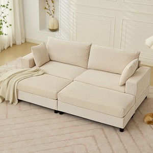 Mjkone Modern Extra-Large Corduroy Upholstered Modular Sectional Sofa Set,Deep Seat Sleeper Chair Indoor with Ottoman - 1 of 4