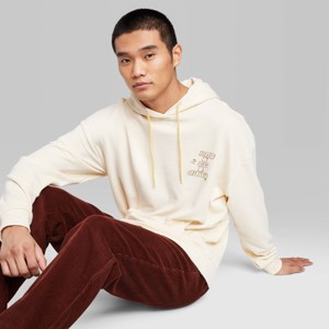 Men's Regular Fit Hooded Pullover Sweatshirt - Original Use™ Light Ivory - 1 of 3