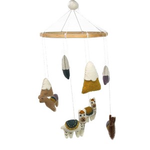 Slickblue 19" Hand-Felted Wool Llama Mobile - Charming Nursery Décor - 1 of 4
