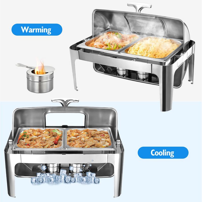 9QT Chafing Dish Buffet Set, Buffet Servers and Warmers with Soft-Closing Visible Lid, 2 of 9