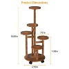 NewHome"5-Tier Rolling Plant Stand with Detachable Wheels - Wooden Display Rack for Indoor and Outdoor Decoration"DarkBrown - 4 of 4