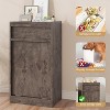 Collapsible Trash Can Cabinet with Storage Drawer - 38L Capacity, 30-Degree Tilt Door, Anti-Tip Design, Pet-Proof Kitchen/Office Waste Bin Organizer - 3 of 4