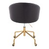 TiramisuBest Contemporary Black Faux Leather Task Chair, Adjustable Height, Gold Base & Casters - 4 of 4
