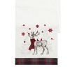 C&F Home Frosty Deer White Deer in Red and Black Plaid Scarf and Red Snowflakes 13" X 72" Cotton Machine Washable Table Runner - 3 of 3