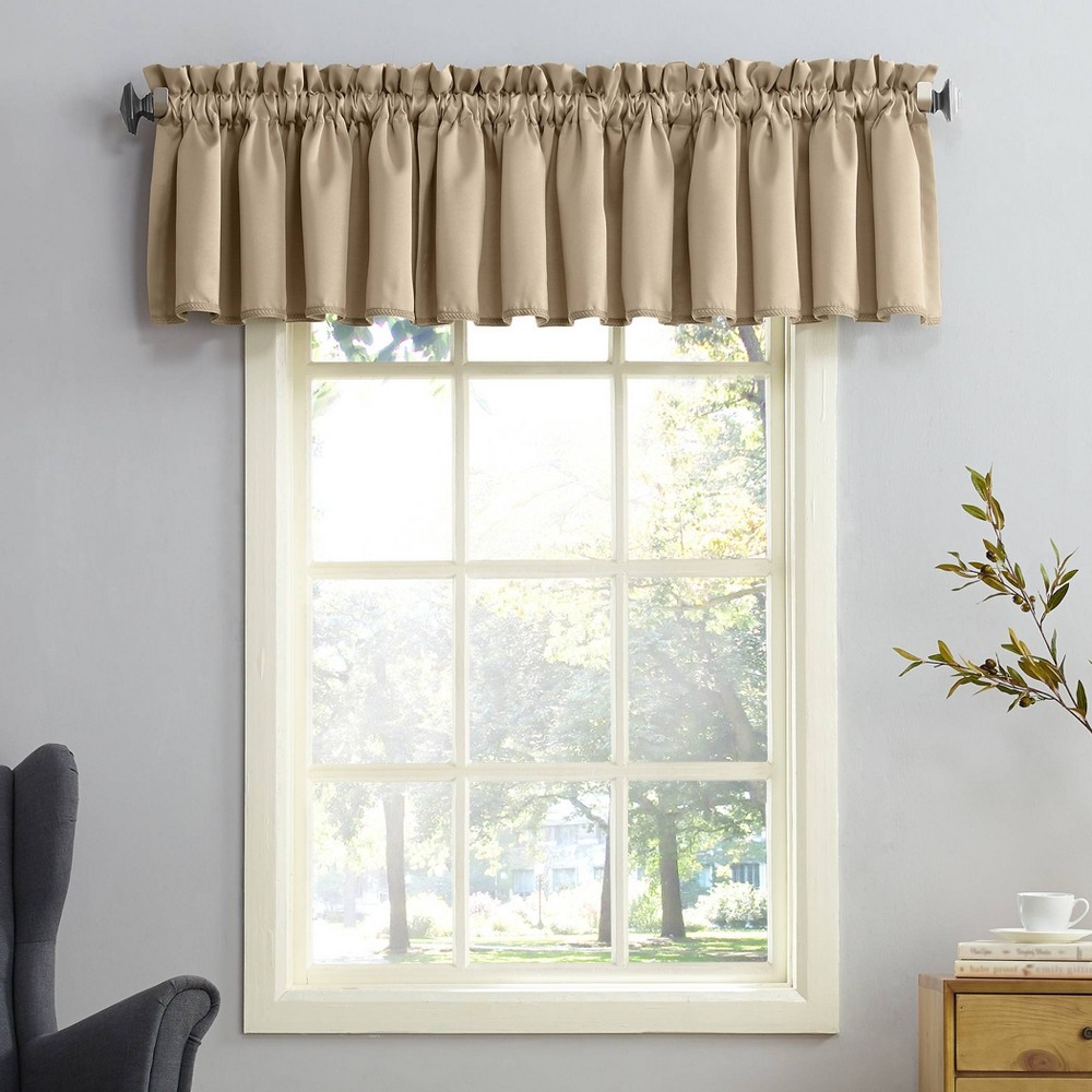 Photos - Curtain Rod / Track 54"x18" Seymour Energy Efficient Rod Pocket Curtain Valance Taupe - Sun Ze