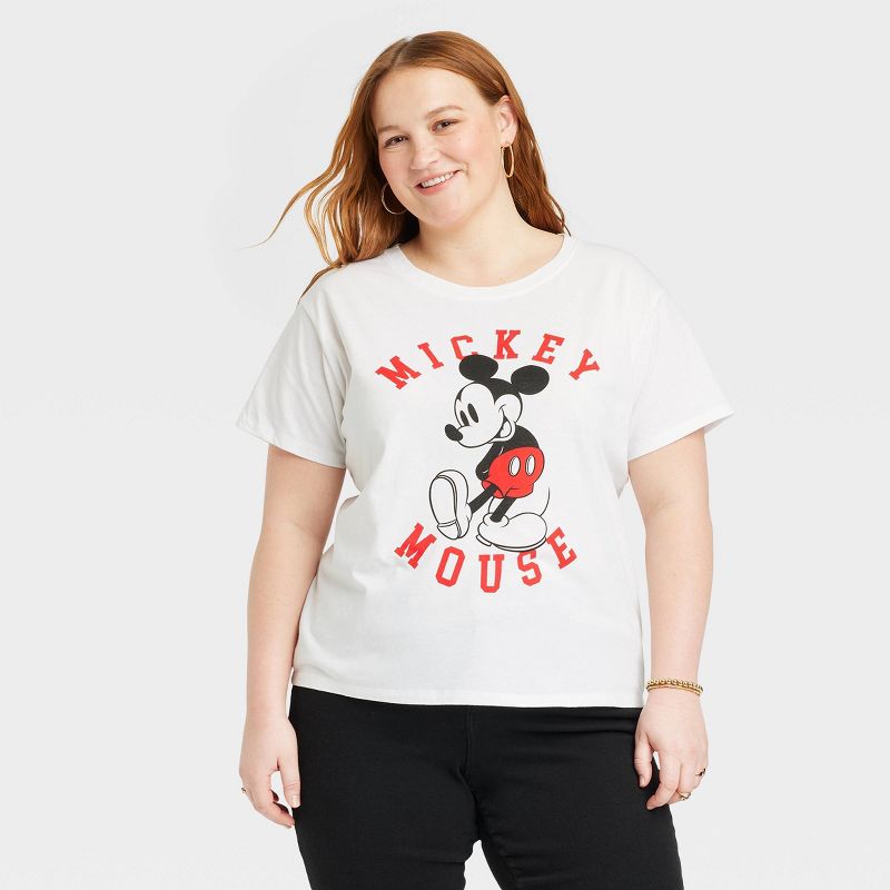 Women's Disney Mickey Mouse Short Sleeve Graphic T-Shirt - White, 1 of 10
