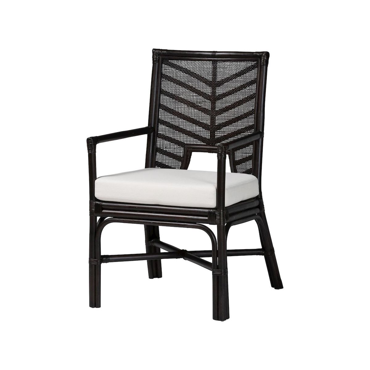 bali & pari,Oscar Natural Rattan Dining Chair - Handwoven Wicker Accent Chair with Chevron