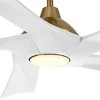 Possini Euro Design 60" Eloquent Modern Indoor Outdoor Ceiling Fan 5 Blade LED Light Remote Control Brass Finish White Blades Bedroom Patio Damp Rated - 3 of 4