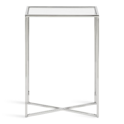 Jaspur Silver Rectangular Metal and Glass End Table