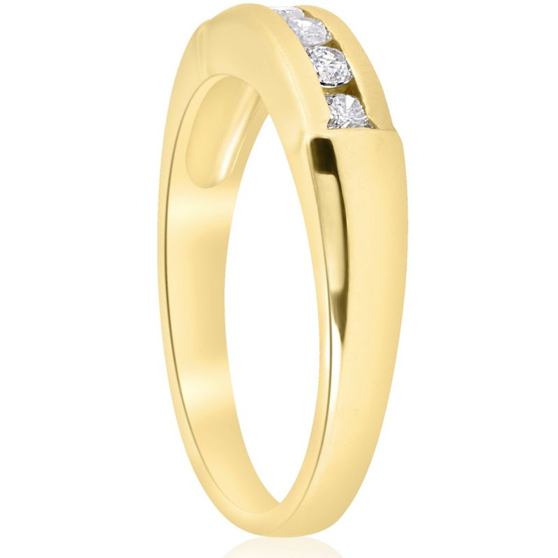 Pompeii3 1/2ct Mens 14K Yellow Gold Round Diamond Wedding Ring, 2 of 5