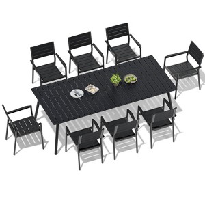 Crestlive Products Outdoor Dining Set Patio Dining Table Wooden-Like Top and Aluminum Frame Umbrella Hole - 1 of 4