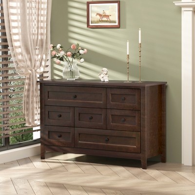 Modern 6 Drawer Dresser With Wooden Leg And Handle, Brown+white -  Modernluxe : Target