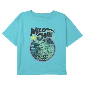 Girl's Star Wars Chewbacca Wild One Retro Distressed Crop T-Shirt - 1 of 3