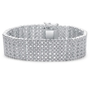 Guili Sterling Silver Cubic Zirconia Wide 6-Row Tennis Bracelet, Bold and Elegant Design with Sparkling Stones for a Stunning Look - 1 of 4