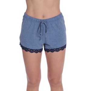 #followme Women’s Ultra Soft Jersey Pajama Shorts – Stretch Sleep Shorts with Lace Trim and Back Pocket - 1 of 3