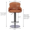 NicBex Swivel Adjustable Height Bar Stools,Modern Leather Bar Chair with Backrest and Stainless Steel Base for Dining Room,Kitchen,Counter,Gray - 3 of 4