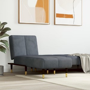 vidaXL Chaise Longue Dark Gray Velvet - 1 of 4