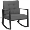 Costway Patio Rattan Rocker Chair Outdoor Glider Rocking Chair Cushion Lawn Navy\Black\Grey - 2 of 4