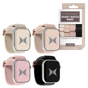 Xtreme Unisex Smart Watch Nylon Braided Elastic Band 4 Pack – Small Size, Multicolored, Adjustable, 38/40/41 mm, Compatible with Apple Watch - 1 of 4