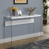 Monarch Specialties Accent Table Console Entryway Narrow Sofa Living Room Bedroom Glossy White Laminate Clear Tempered Glass Contemporary Modern - 4 of 4