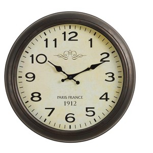 Cesicia 18" Round Wall Clock for Home Decor, Antique Brown - 1 of 4