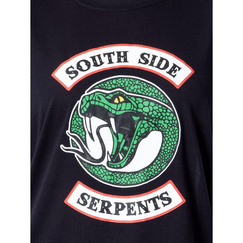 Riverdale Womens' Southside Serpents Sleep Pajama Set Short Crewneck Black, 4 of 5