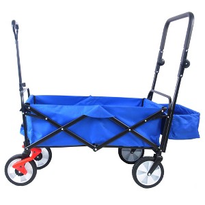 ORRD folding wagon Collapsible Outdoor Utility Wagon, Heavy Duty Folding Garden Portable Hand Cart, Drink Holder, Adjustable Handles - 1 of 4