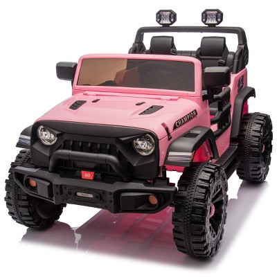 TopComfy Baby Walkers Two Seater Kids Ride On Car Kids Toy Kids Gift Big Seat Width Four Wheel Suspension Rear for Kids, Pink, 44.49"*25.79"*14.57"