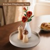 Attop Round Decorative Tray 12 Inch PU Leather Coffee Table Centerpiece Home Decor Ottoman Tray for Jewelry Perfume Keys Beige - 4 of 4
