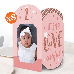 Big Dot of Happiness 1st Birthday Little Miss Onederful Photo Holder Centerpieces, 4x6 Picture Display Box, Table Decoration for First Birthday, 8 Ct - 1 of 4