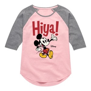 Girls' - Disney - Mickey Mouse Shirt Tail Raglan Graphic T-shirt - 1 of 4