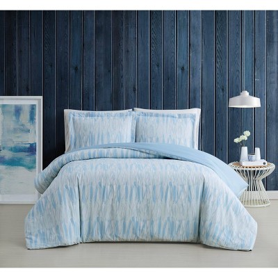 Full/Queen 3pc Trevor Duvet Cover Set Blue/White - Brooklyn Loom