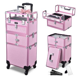 Byootique 2in1 Nail Polish Organizer Rolling Makeup Train Case - 1 of 4