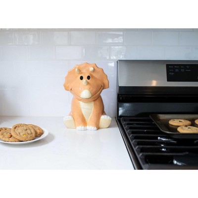 100 North Dolomite Ceramic 10 inch Everyday Cookie & Candy Jar with Airtight Lid: Kitchen Canisters, Pet Treat Containers, Tan Triceratops Dinosaur — фото 5