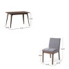 5 PCS Dining Set with Mid-Century Modern Design, Faux Wood Top Dining Table, 4 Upholstered Rubber Wood Frame Chairs with Cushions-Baofuwish - 4 of 4