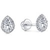Pompeii3 1/2Ct Pear Shape Halo Screw Back Diamond Studs White or Yellow Gold Earrings - 2 of 3