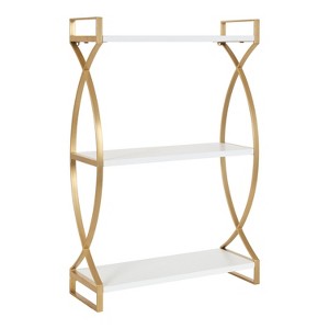 Kate and Laurel Arietta Rectangle MDF Accent Shelf, 18x7x28, Gold and White - 1 of 4