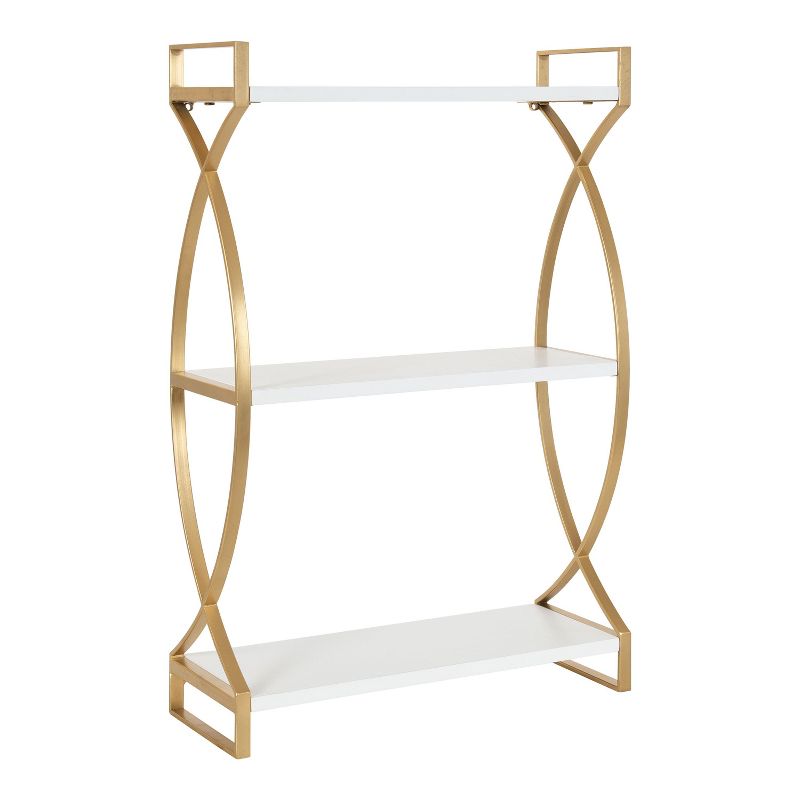 Kate and Laurel Arietta Rectangle MDF Accent Shelf, 18x7x28, Gold and White
