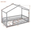 CAVINAS Twin Size Wood Montessori Bed,Modern Floor Bed with House Shaped Frame and Safety Fence,Toddler Bed for Bedroom,Gray - 3 of 4