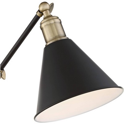 Black and Brass Adjustable Swing Arm Wall Lamp Set