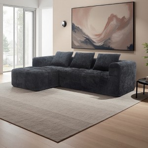 98.42" Chenille L-Shaped Sectional Sofa with Chaise Longue & Side Pockets - 1 of 4