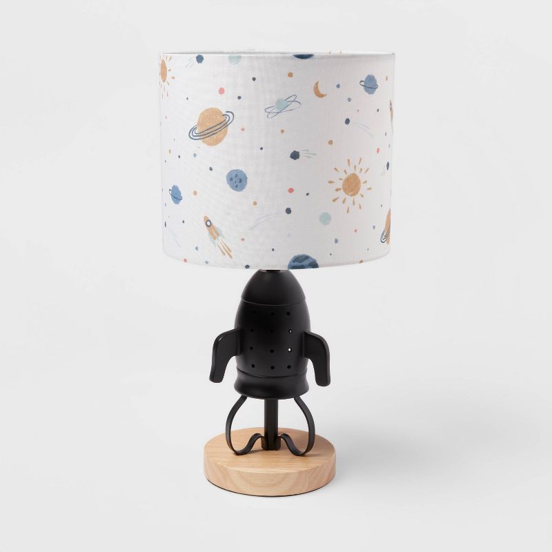 Spaceship Figural Kids' Table Lamp Black - Pillowfort™, 1 of 8