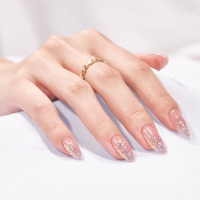 BTArtboxnails Pink Sparkle Almond Nails - Press On Nails