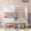 NicBex Twin Size Loft Bed House Shape Pine Low Bed Frame with Roof, Windows, Inclined Ladder and Guardrail, No Box Spring Required - 2 of 4
