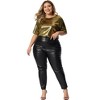 Agnes Orinda Women's Plus Size Metallic Round Neck Short Sleeve Summer Carnival Party Blouses - 3 of 4