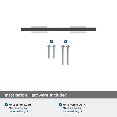 3" Polished Chrome and Matte Black Cabinet Pull Bar