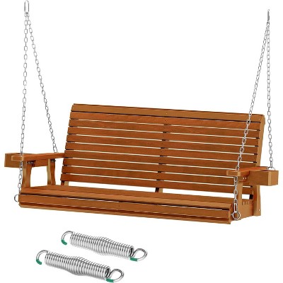 Real Relax Wooden Outdoor Porch Swings with Upgraded 22" Deep Seat, Heavy Duty 880 Lbs Swing Bench Chair for for Patio, Backyard, Garden