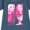 Girls' - Barbie - Be Original Squares Graphic Short Sleeve Fleece Dress - 2 of 4